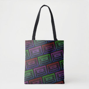 Canvas tas met Neon Multicolor Cassettepatroon