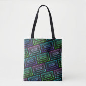 Canvas tas met Neon Multicolor Cassettepatroon (Voorkant)