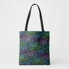 Canvas tas met Neon Multicolor Cassettepatroon