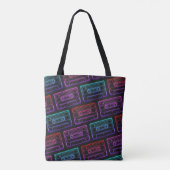 Canvas tas met Neon Multicolor Cassettepatroon (Achterkant)