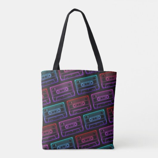 Canvas tas met Neon Multicolor Cassettepatroon (Achterkant)