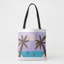 Canvas tas met palm- en oceaanontwerp