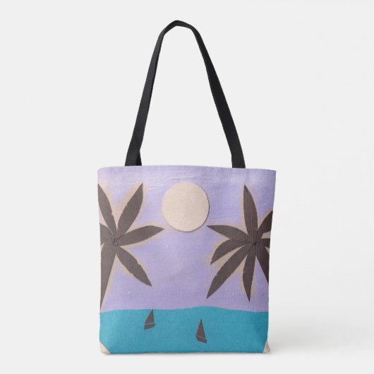 Canvas tas met Palm Trees en Lavender Sky (Achterkant)