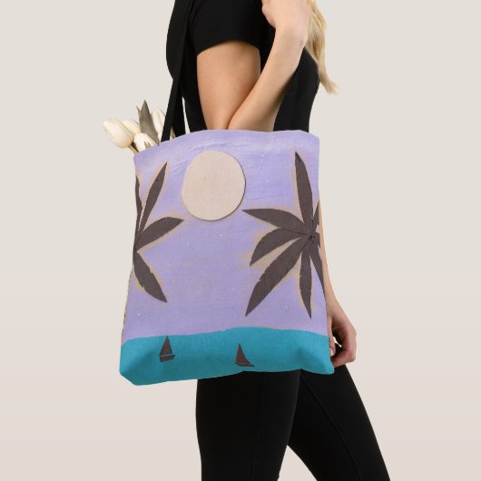Canvas tas met Palm Trees en Lavender Sky (Dichtbij)