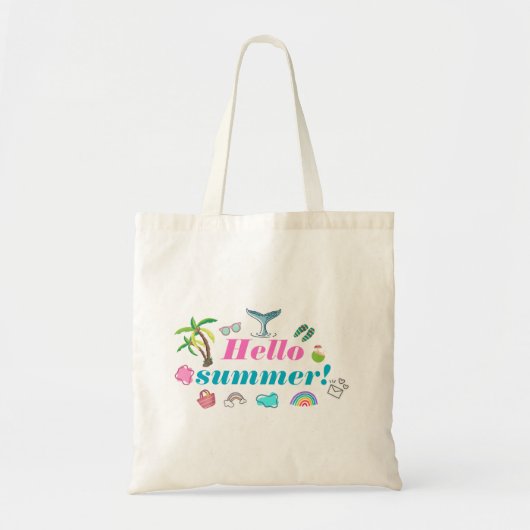 Canvas tas met palmboom en zomervibes (Voorkant)