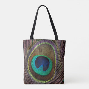 Canvas tas met pauwenveer