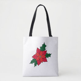 Canvas tas met rode kerstpuntjes