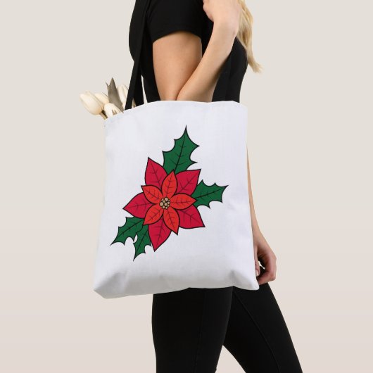 Canvas tas met rode kerstpuntjes (Dichtbij)