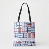 Canvas tas met rode, witte en blauwe Madras met te (Voorkant)