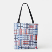 Canvas tas met rode, witte en blauwe Madras met te (Achterkant)