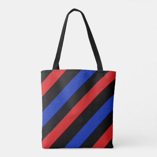 Canvas tas met rode, zwarte en blauwe strepen (Achterkant)