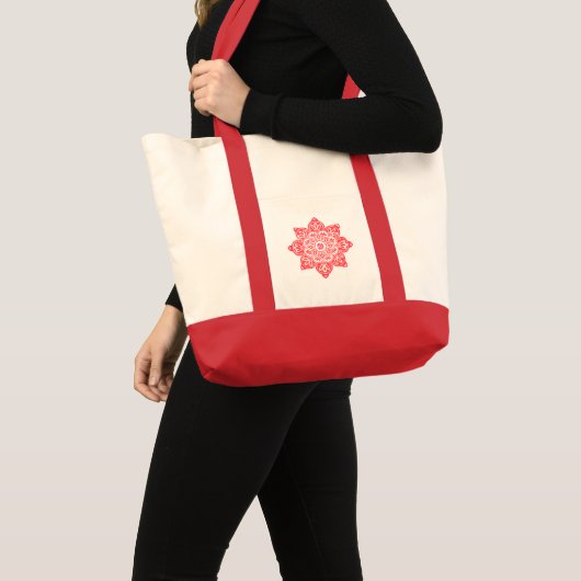 canvas tas met rood medaillon (Voorkant (product))
