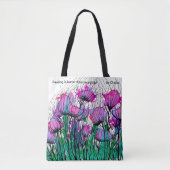 Canvas tas met roze bloemen (Voorkant)
