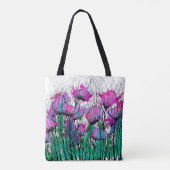 Canvas tas met roze bloemen (Achterkant)