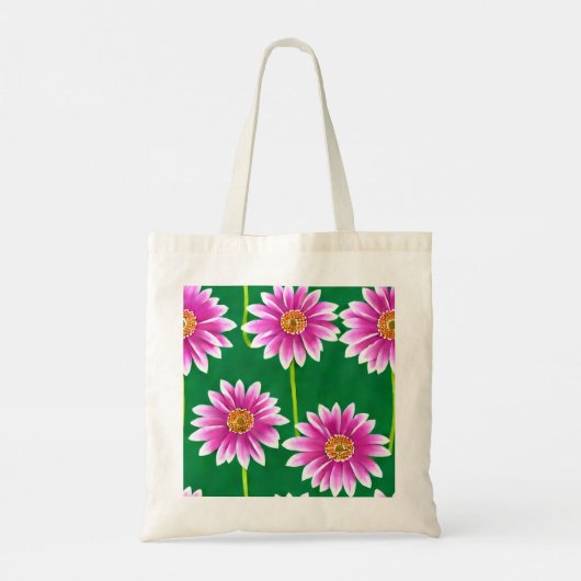 Canvas Tas met roze en witte bloemen (Achterkant)