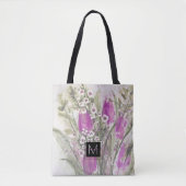Canvas tas met roze florale monogram bruistamid gi (Voorkant)