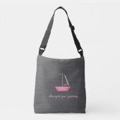 canvas tas met roze zeilboot (Voorkant)