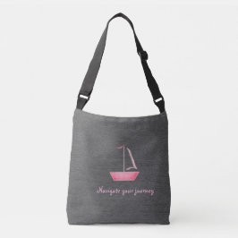 canvas tas met roze zeilboot