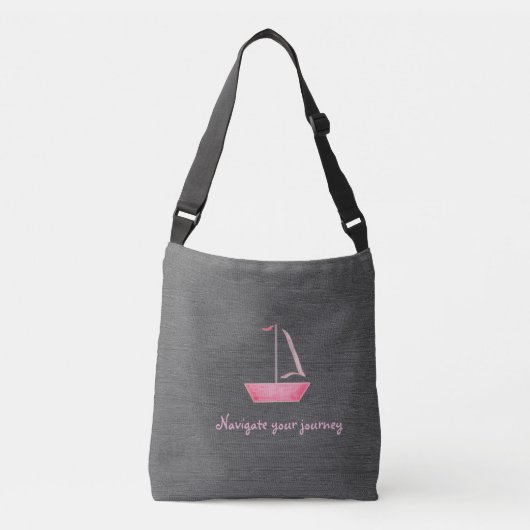 canvas tas met roze zeilboot (Voorkant)