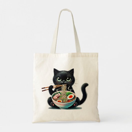 Canvas tas met Schattigee kat Genieten van Ramen (Achterkant)