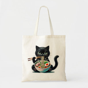 Canvas tas met Schattigee kat Genieten van Ramen