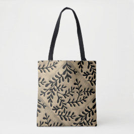 Canvas tas met tan en zwart gebladerte print