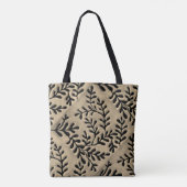 Canvas tas met tan en zwart gebladerte print (Achterkant)