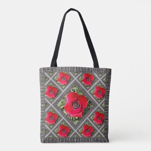 Canvas tas met Vibrant Red Poppies (Achterkant)