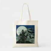 Canvas tas met volle maan in haunhouse (Voorkant)