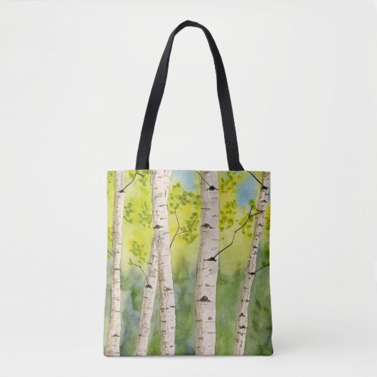 Canvas tas met waterverf aspenbomen (Voorkant)