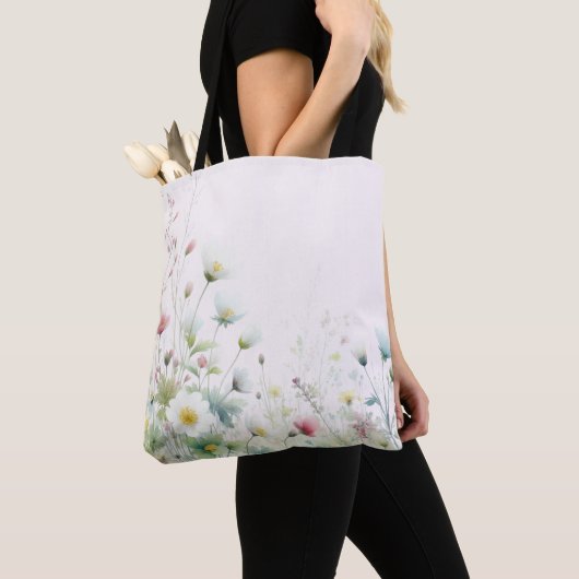Canvas tas met wilde bloemen (Dichtbij)