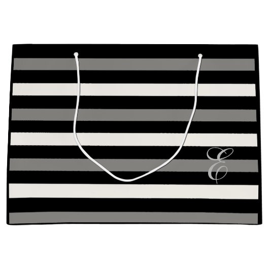 Canvas tas met witte en zwarte streep groot cadeauzakje (Voorkant)