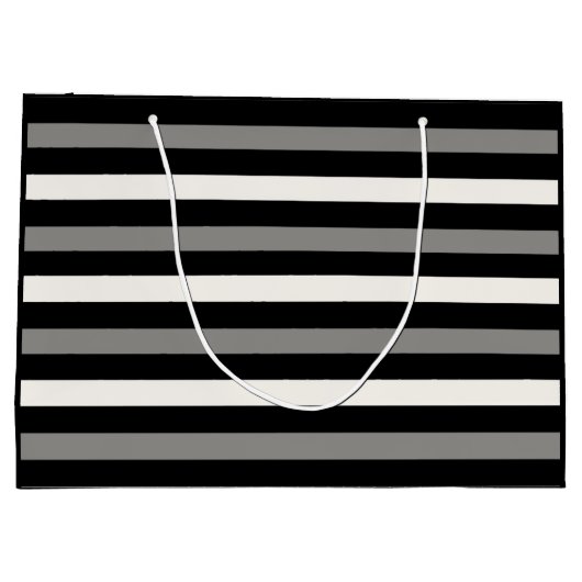 Canvas tas met witte en zwarte streep groot cadeauzakje (Achterkant)