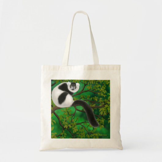 Canvas tas met witte ruffed Lemur (Voorkant)