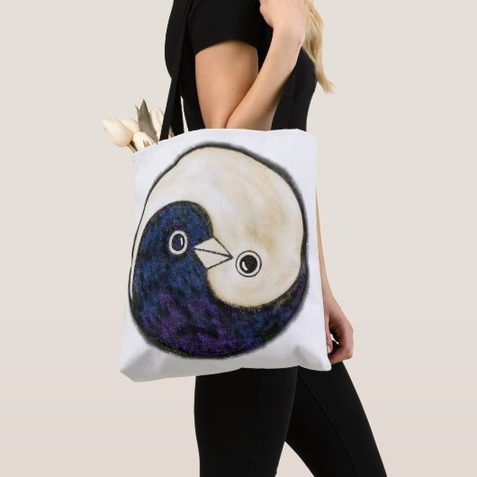 Canvas tas met Yin Yang duiven ontwerp (Dichtbij)