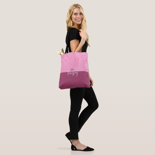 Canvas tas - Monogram Roze Marmer Twee Toon (Op model)