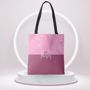 Canvas tas - Monogram Roze Marmer Twee Toon