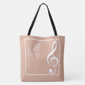 Canvas tas Muziek in Roos, stijlvol monogrammen (Achterkant)