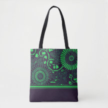 Canvas tas Navy & Limoen Flower Medallion (v1)