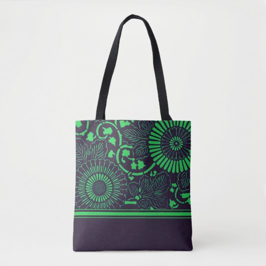 Canvas tas Navy & Limoen Flower Medallion (v1) (Voorkant)