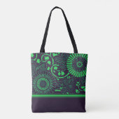Canvas tas Navy & Limoen Flower Medallion (v1) (Achterkant)