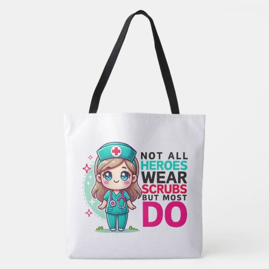 canvas tas "Niet alle helden Draag scrubs" (Voorkant)