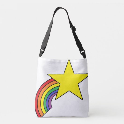 Canvas tas- of kruiskoppen met regenbogen en strip crossbody tas (Achterkant)
