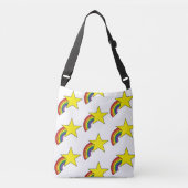 Canvas tas- of kruiskoppen met regenbogen en strip crossbody tas (Voorkant)