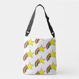 Canvas tas- of kruiskoppen met regenbogen en strip crossbody tas