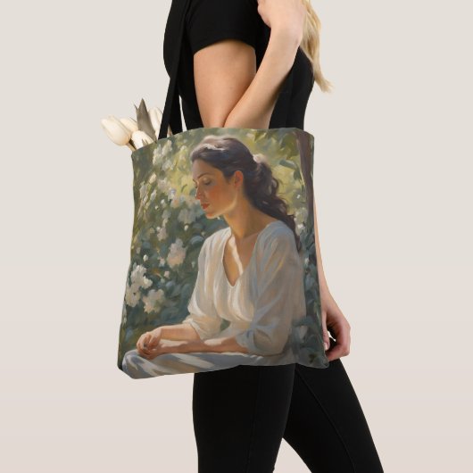 Canvas tas – olieverfschilderij muze ontwerp (Dichtbij)