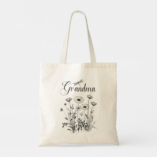 Canvas tas - Oma Wildflowers Dragonfly (Achterkant)