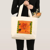 canvas tas : Oranje Lily met artistieke grens (Voorkant (product))