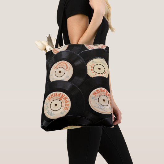 canvas tas oude records (Dichtbij)