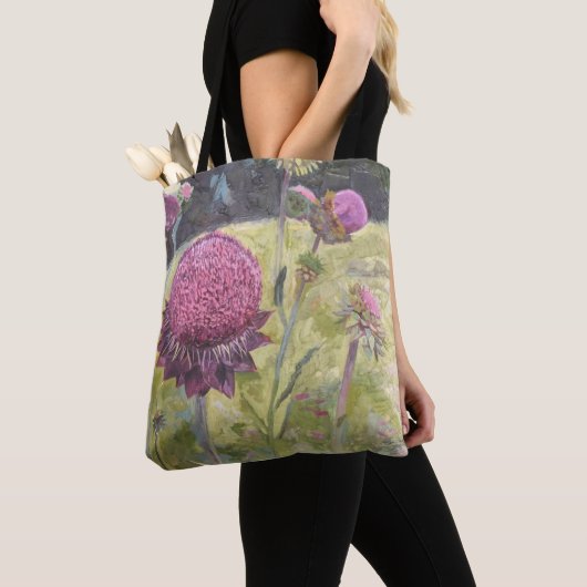 Canvas tas Paarse wilde bloemen (Dichtbij)